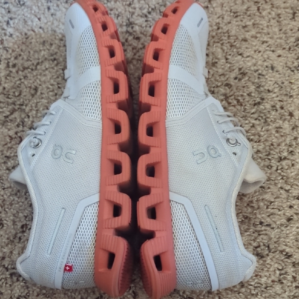 On Running White and Orange Athletic Shoes - Picture 5 of 5
